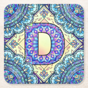 Alphabet D mandala Rechteckiger Pappuntersetzer