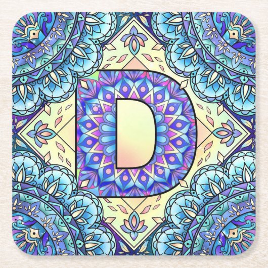 Alphabet D mandala Rechteckiger Pappuntersetzer (Vorderseite)