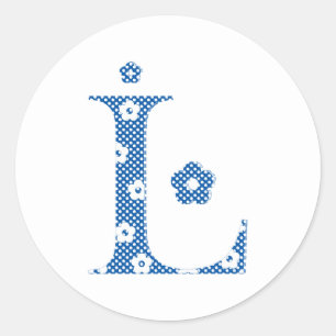 Alphabet der Blume L (blau und Punkte) Runder Aufkleber
