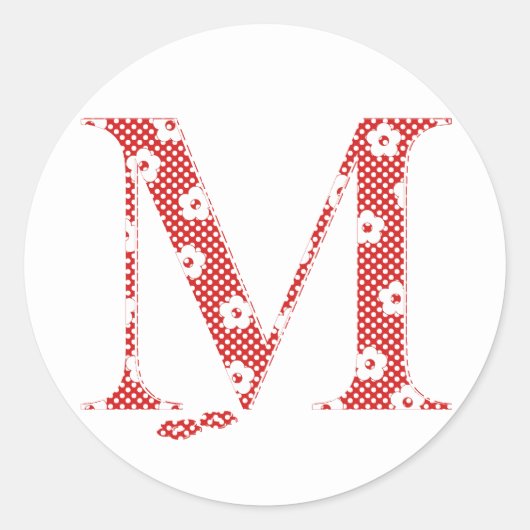 Alphabet der Blume M (rot und Punkte) Aufkleber (Vorderseite)