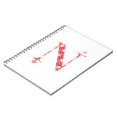 Alphabet der Blume N (rot und Punkte) Notizblock (Linke Seite)