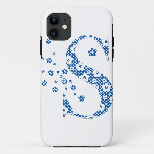 Alphabet der Blume S (blau und Punkte) Case-Mate iPhone Hülle (Rückseite)