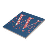 Alphabet der Blume W (rot und Punkte) Fliese (Seite)