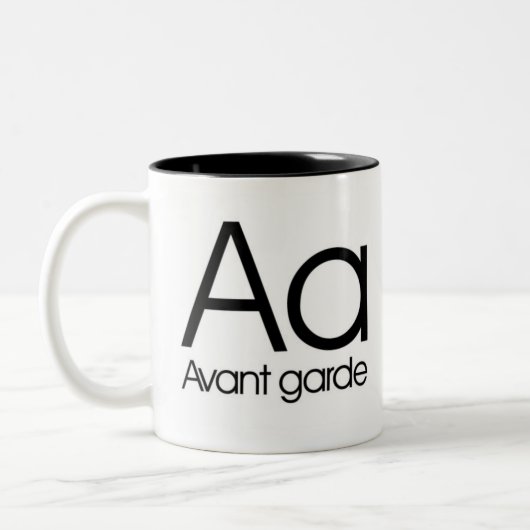 Alphabet der Typografie-Tasse - Avantgarde Zweifarbige Tasse (Links)