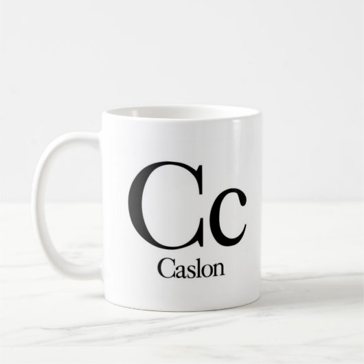 Alphabet der Typografie-Tasse - Caslon Kaffeetasse (Links)