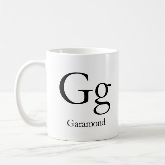 Alphabet der Typografie-Tasse - Garamond Kaffeetasse (Links)