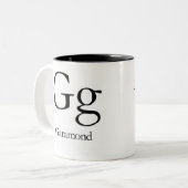 Alphabet der Typografie-Tasse - Garamond Zweifarbige Tasse (Vorderseite Links)
