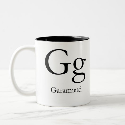 Alphabet der Typografie-Tasse - Garamond Zweifarbige Tasse (Links)