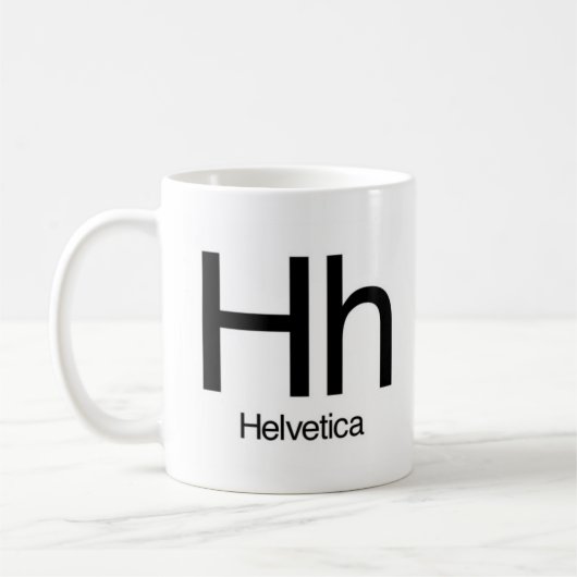 Alphabet der Typografie-Tasse - Helvetica Kaffeetasse (Links)