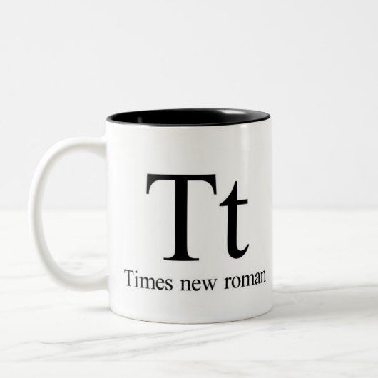 Alphabet der Typografie-Tasse - Times New Roman Zweifarbige Tasse (Links)