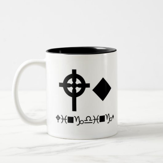 Alphabet der Typografie-Tasse - Wingdings Zweifarbige Tasse (Links)