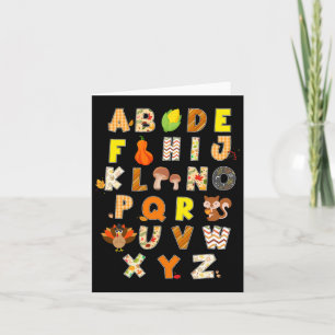 Alphabet des Erntedankfestes Lustiger Truthahn Her Karte