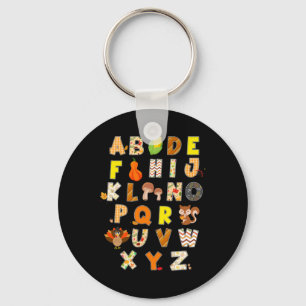 Alphabet des Erntedankfestes Lustiger Truthahn Her Schlüsselanhänger
