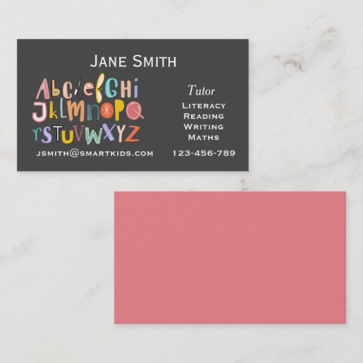 Alphabet des Freiberuflers oder Lehrers Visitenkarte (Vorne/Hinten)