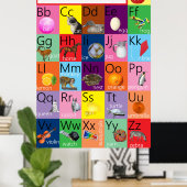 Alphabet Diagramm farbig mit Bildern für Kinder Poster (Heimbüro)