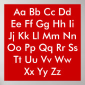 Alphabet-Diagramm Rot und Weiß Poster (Vorne)