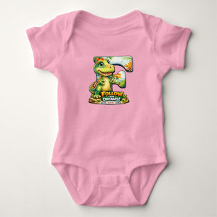 🦖💖 Alphabet Dino „F“ Baby-Body 👶✨ Baby Strampler