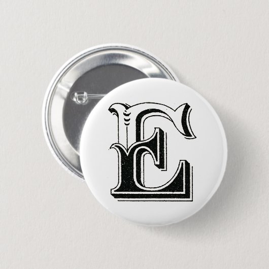 Alphabet e, Buchstabe e, Monogramm e, Buchstaben e Button (Vorne & Hinten)