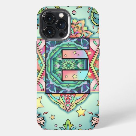 Alphabet E mandala iPhone Hülle (Rückseite)