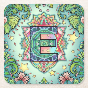 Alphabet E mandala Rechteckiger Pappuntersetzer
