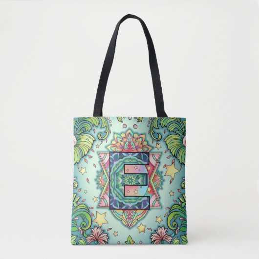 Alphabet E mandala Tasche (Vorderseite)