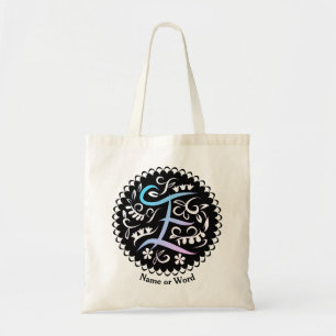 Alphabet E Monogram Handwriting Tragetasche