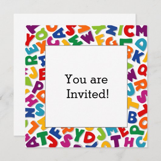 Alphabet Einladung (Vorne/Hinten)