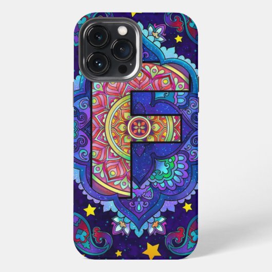 Alphabet F mandala iPhone Hülle (Rückseite)