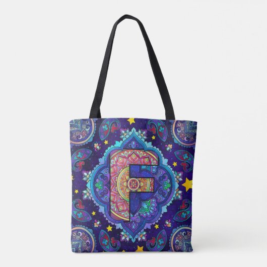 Alphabet F mandala Tasche (Rückseite)