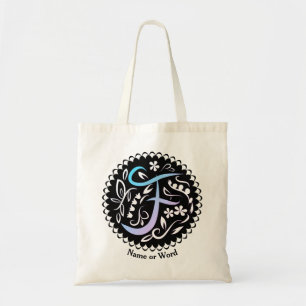 Alphabet F Monogram Handwriting Tragetasche