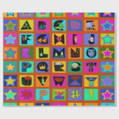 Alphabet farbiges Geschenkpapier - Red Blue (Flach)