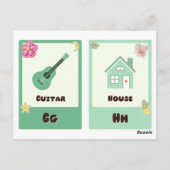 Alphabet-Flashcards, ABC-Bildungskarten E,F,G,H Postkarte (Rückseite)