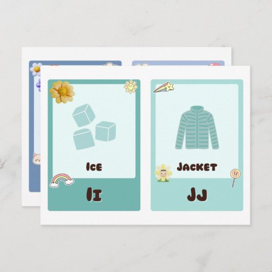 Alphabet-Flashcards, ABC-Bildungskarten I,H,K,L Postkarte (Vorne/Hinten)