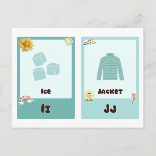 Alphabet-Flashcards, ABC-Bildungskarten I,H,K,L Postkarte (Vorderseite)