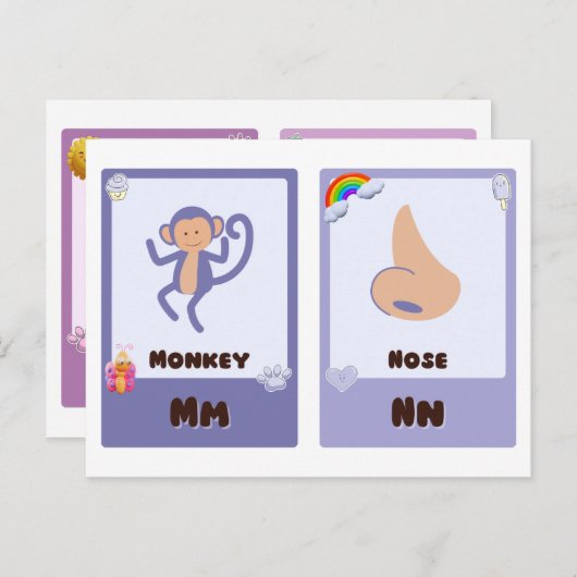 Alphabet-Flashcards, ABC-Bildungskarten M,N,O,P Postkarte (Vorne/Hinten)