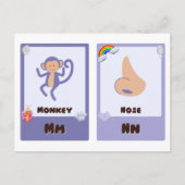 Alphabet-Flashcards, ABC-Bildungskarten M,N,O,P Postkarte (Vorderseite)