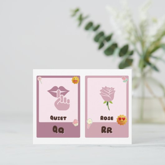 Alphabet-Flashcards, ABC-Bildungskarten Q,R,S,T Postkarte (Stehend Vorderseite)