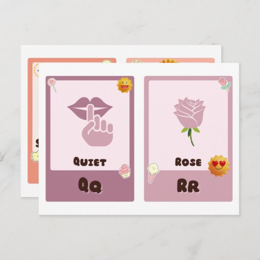 Alphabet-Flashcards, ABC-Bildungskarten Q,R,S,T Postkarte (Vorne/Hinten)
