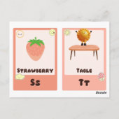 Alphabet-Flashcards, ABC-Bildungskarten Q,R,S,T Postkarte (Rückseite)