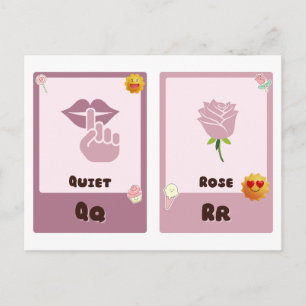 Alphabet-Flashcards, ABC-Bildungskarten Q,R,S,T Postkarte