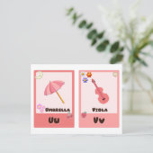 Alphabet-Flashcards, ABC-Bildungskarten U,V,W,X Postkarte (Stehend Vorderseite)