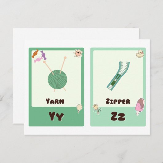 Alphabet Flashcards, ABC Educational Cards Y,Z Postkarte (Vorne/Hinten)