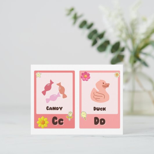Alphabet Flashcards | ABC-Schulkarten "C,D" Postkarte (Stehend Vorderseite)