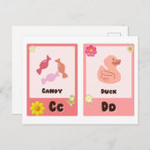 Alphabet Flashcards | ABC-Schulkarten "C,D" Postkarte (Vorne/Hinten)