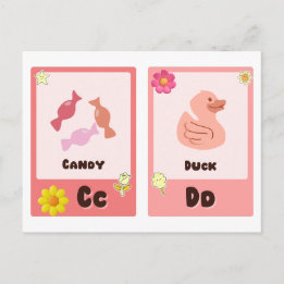 Alphabet Flashcards | ABC-Schulkarten "C,D" Postkarte