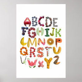 Alphabet Food Art mit ABC-Früchten Poster