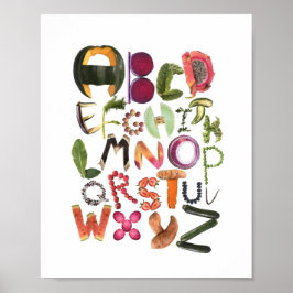 Alphabet Food Art mit Obst und Gemüse - Poster