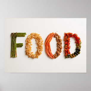 Alphabet-Fotocollage, FOOD-Buchstaben-Wortkunst Poster