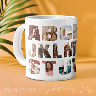 Alphabet-Fotocollage - Schwierigkeitsgrad Schwer Jumbo-Tasse