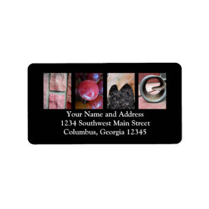 Alphabet-Fotografie-Collage, ZUHAUSE Adressaufkleber